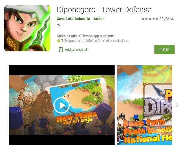 Diponegoro Tower Defense. (Play Store)