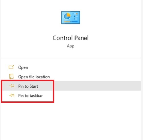 Cara Untuk Membuka Panel Kontrol Di Windows 10 Mulai Pin
