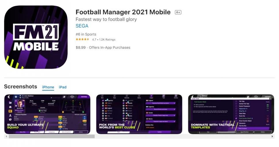 Game Sepak Bola iOS - Football Manager 2021 Mobile. (Apple App Store)