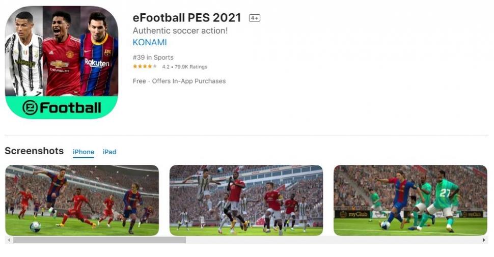 Game Sepak Bola iOS - eFootball PES 2021. (Apple App Store)