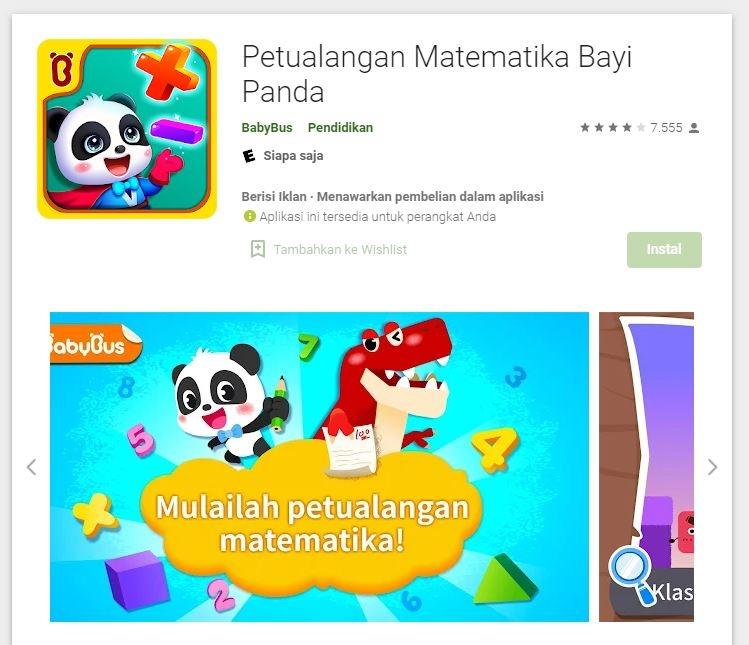 Game Edukasi Anak - Petualangan Matematika. (Google Play Store)