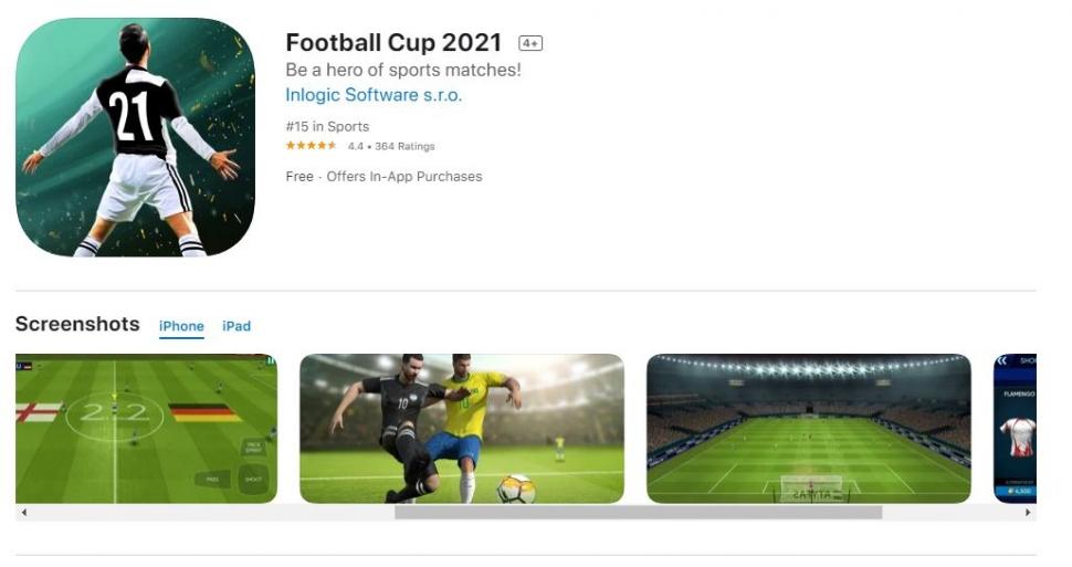 Game Sepak Bola iOS - Football Cup 2021. (Apple App Store)