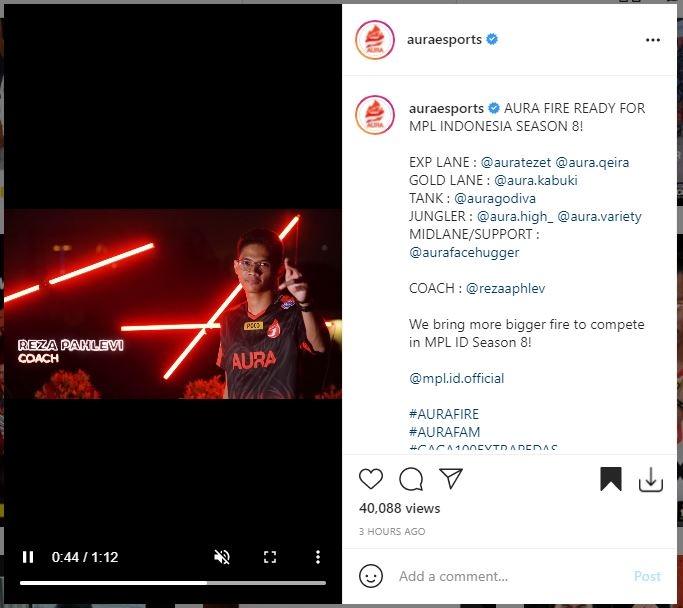 Aura Fire resmi mengenalkan roster untuk MPL Season 8. (Instagram/ auraesports)