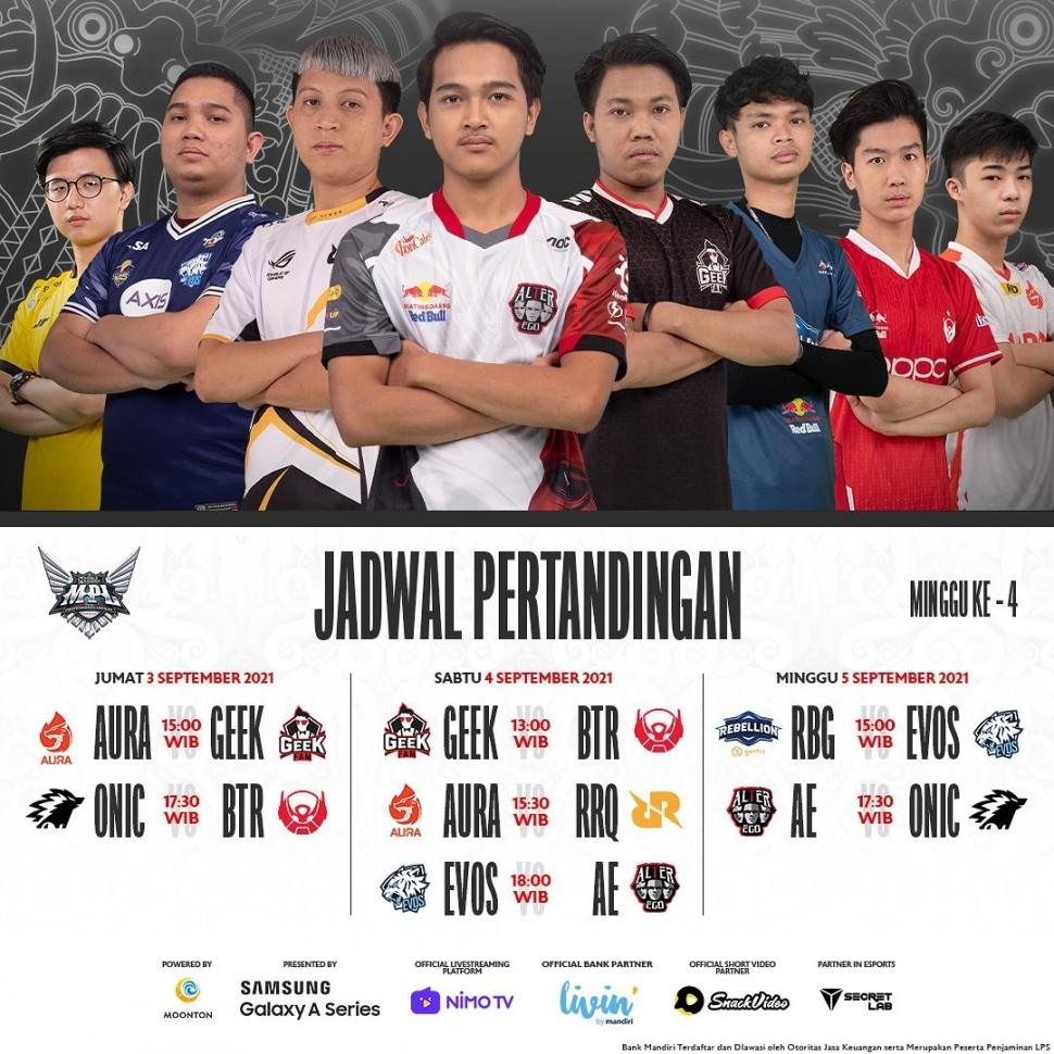 Jadwal MPL Season 8 Week 4. (Instagram/ mpl.id.official)