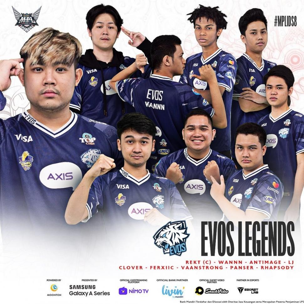 Roster EVOS Legends di MPL Season 8. (Instagram/ mpl.id.official)