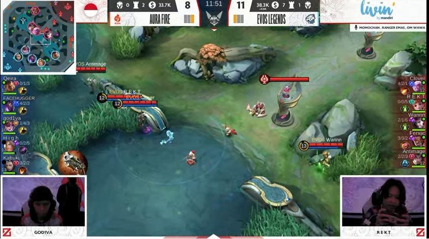 Game ketiga antara EVOS vs Aura Fire. (YouTube/ MPL Indonesia)