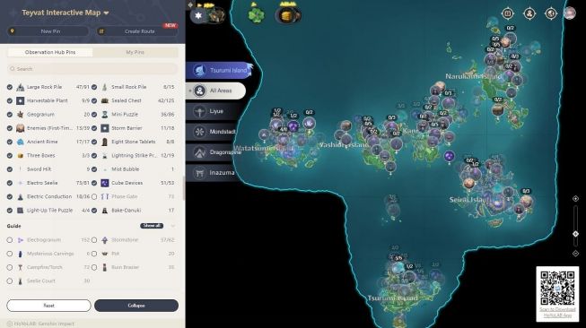 Genshin Impact, menggunakan peta interaktif temukan teka-teki. [Sportskeeda]