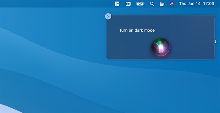 Perintah Siri Mode Gelap Macos