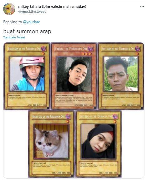 Netizen tuangkan meme pada kartu Yu-Gi-Oh. (Twitter/ mockthistweet)