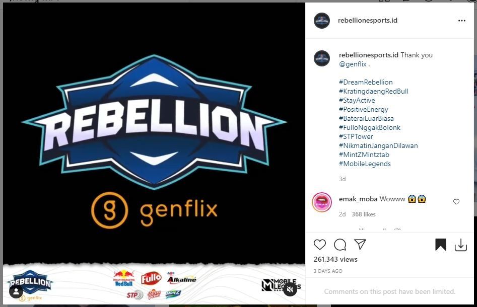 Logo Genflix Rebellion. (Instagram/ rebellionesports.id)