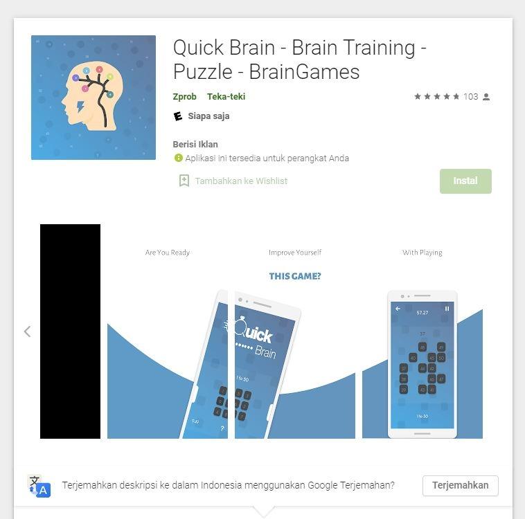 Game Asah Otak - Quick Brain. (Google Play Store)