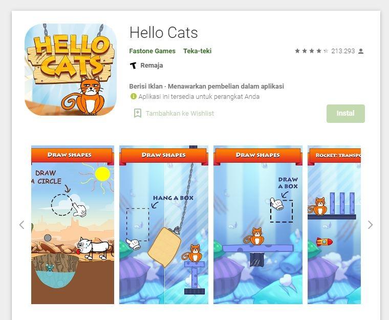 Game Asah Otak - Hello Cats. (Google Play Store)