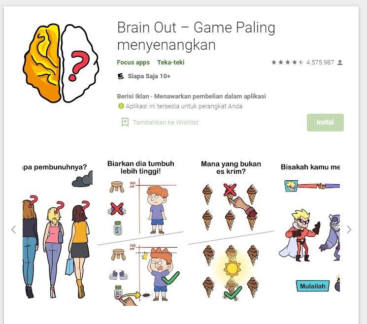 Game Asah Otak - Brain Out. (Google Play Store)