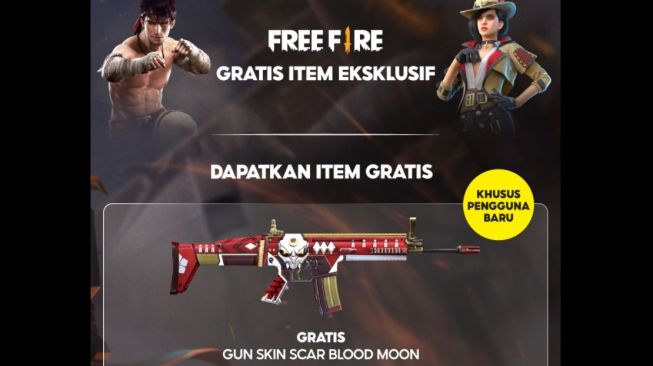 Cara dapat kode redeem FF free fire gun scar blood moon (Shopee)