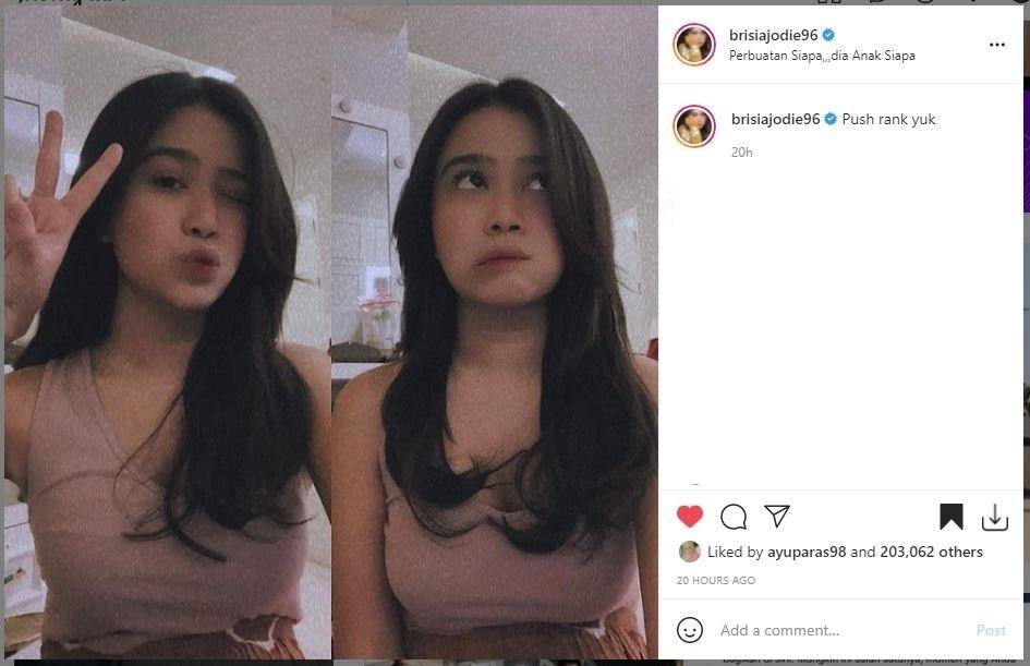 Penyanyi cantik Brisia Jodie ngajakin push rank. (Instagram/ brisiajodie96)